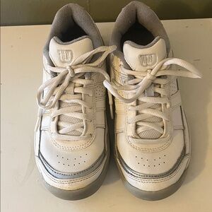 Kids White and Gray Wilson Tennis Sneakers | Big Kids size 2